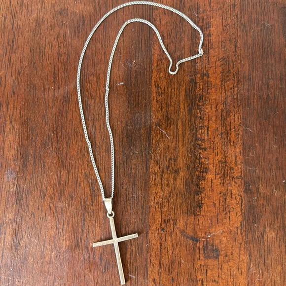 Sterling silver modern large cross on sterling chain unisex 925 - Picture 1 of 10